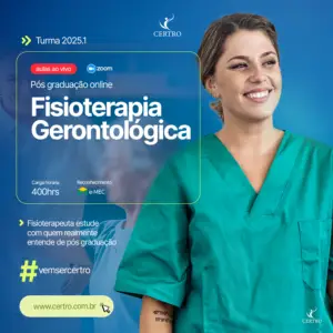 Banner da pós-graduação online em Fisioterapia Gerontológica com aulas ao vivo no CERTRO