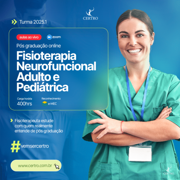 Banner da pós-graduação online em fisioterapia neurofuncional adulto e pediátrica do CERTRO