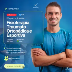 Banner da pós-graduação em fisioterapia traumato-ortopédica esportiva do CERTRO com aulas ao vivo e curso 100% online