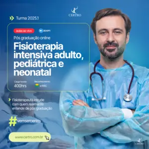 Banner da pós-graduação online em fisioterapia intensiva adulto, pediátrica e neonatal do CERTRO